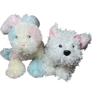 Webkinz Cotton Candy Bunny White Terrier Puppy‎ Dog Pair NO Code Plush Animals
